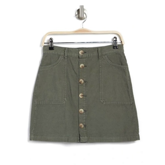 ★ NWT Kenzie High Waist Button Down Corduroy Mini Skirt - Green ★ - Picture 14 of 14